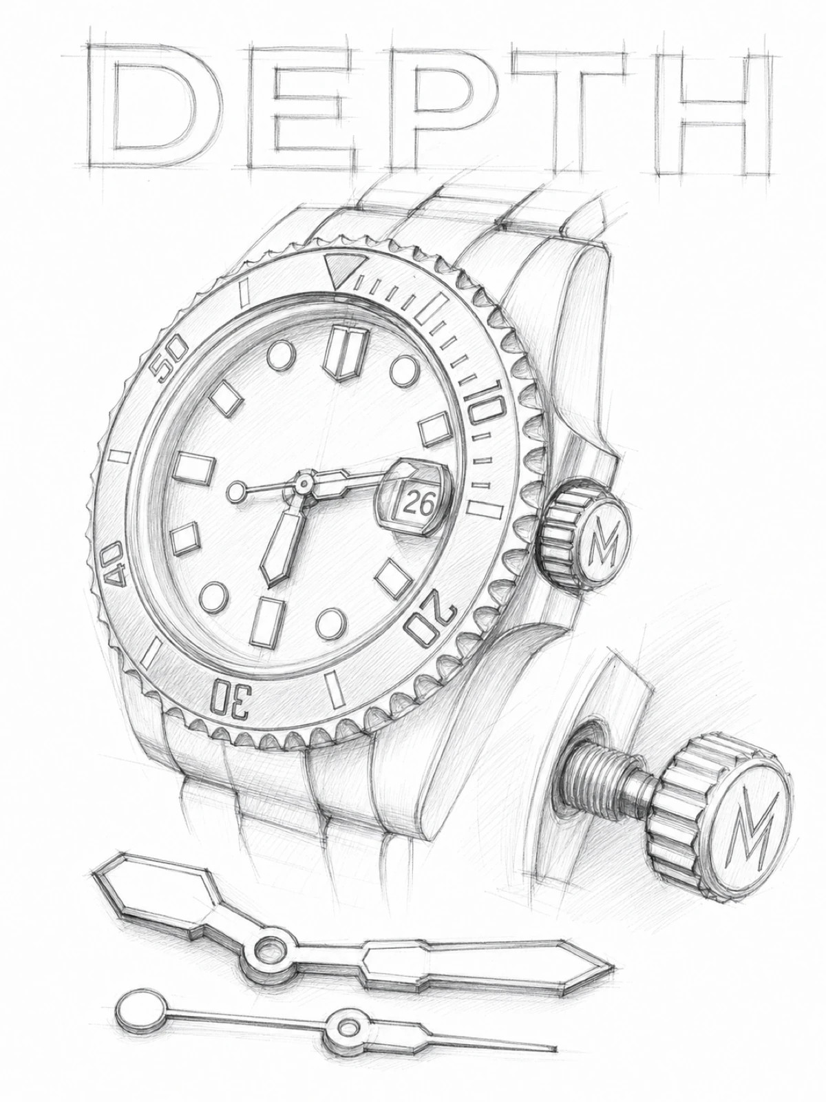 Esquisse DEPTH · Plongeuse automatique · Comex